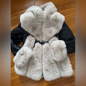 AKIRA Cream and Black Fur Jacket